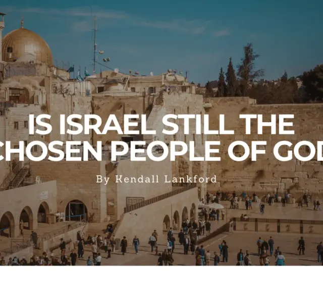The Western Wall in Jerusalem, with text asking "Is Israel God's Chosen People.
