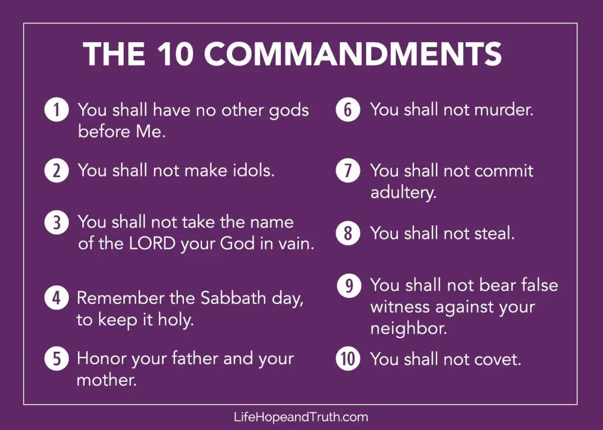 The 10 Commandments, including 
